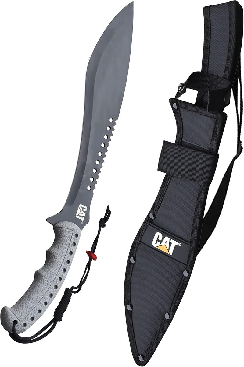 CAT Machete with Shoulder Strap Sheath,19 Inch, Stainless Steel Blade Knife with Ergonomic Comfort Tool Handle, Cut, Chop, Clear Brush, Garden, Outdoors, Camping Black Silver - 240395 - Image 1